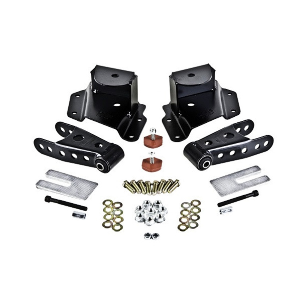 Belltech '99-'06 Silverado/Sierra 1500 (Std. Cab 2WD/4WD) 3" Drop Leaf Spring Shackle & Hanger Kit (Front Hanger/Rear Shackle)
